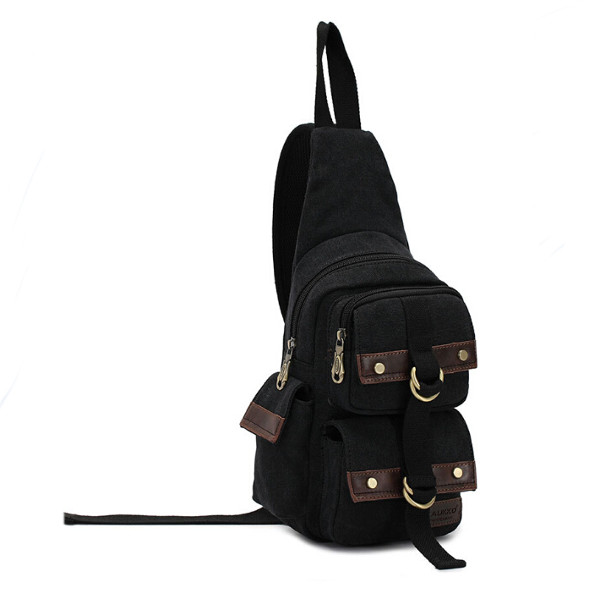 Men Leisure Rivet Canvas Bag Chest Pack Male Shoulder Bag